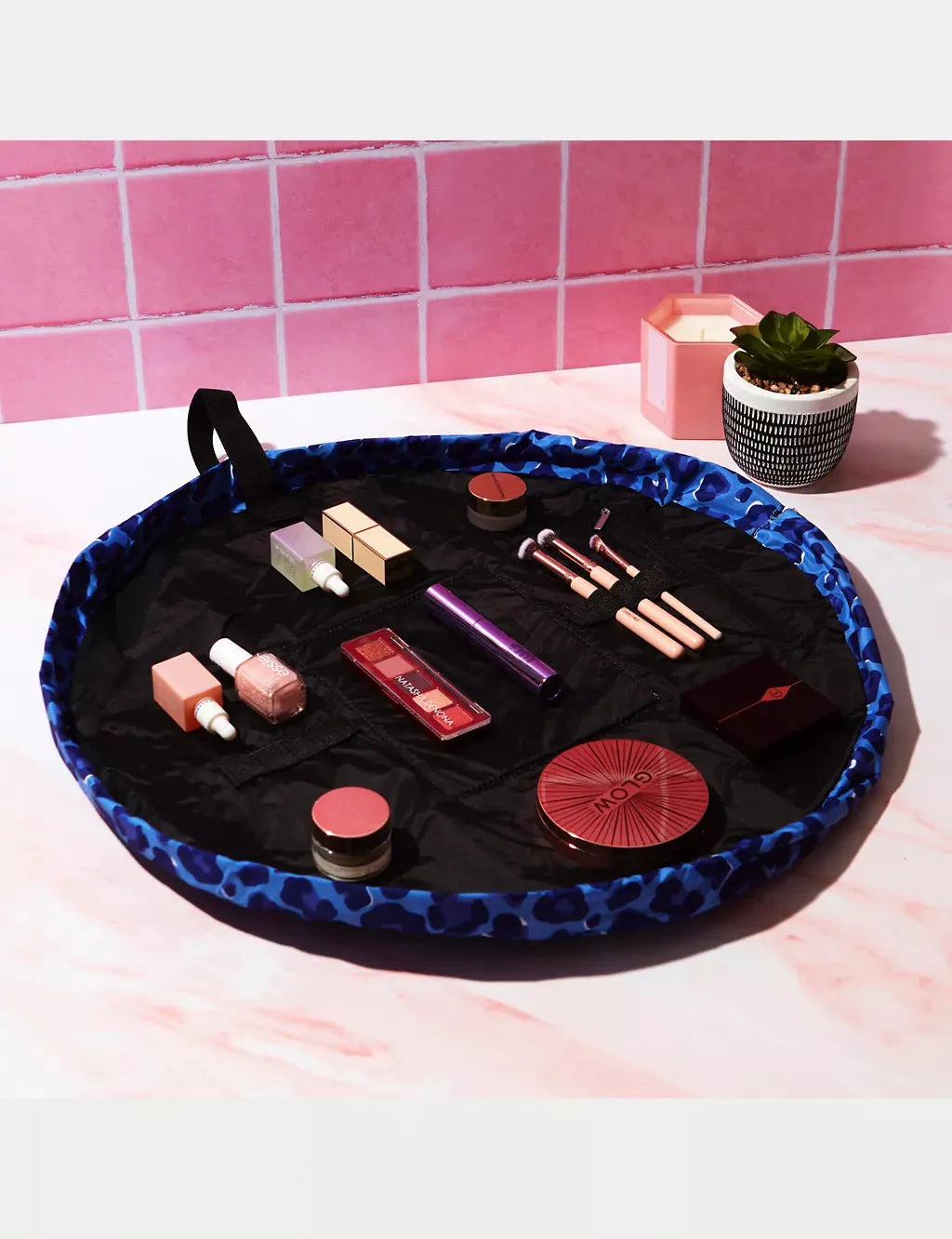 Blue Leopard Full Size Flat Lay Makeup Bag - McGrocer