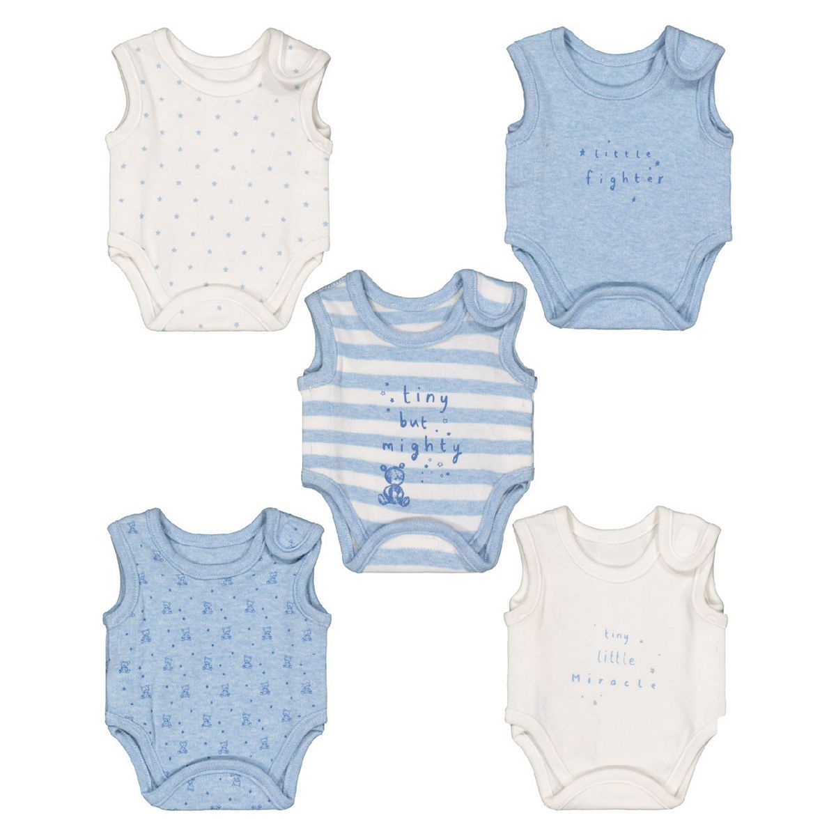 Blue Premature Baby Bodysuits – 5 Pack - McGrocer