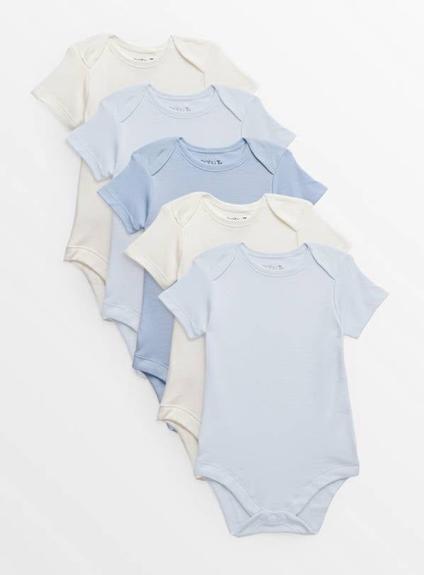 Blue Short Sleeve Bodysuit 5 Pack 6-9 months - McGrocer