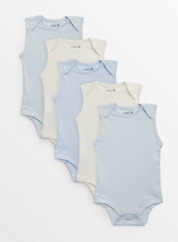 Blue Sleeveless Bodysuits 5 Pack 6-9 months - McGrocer
