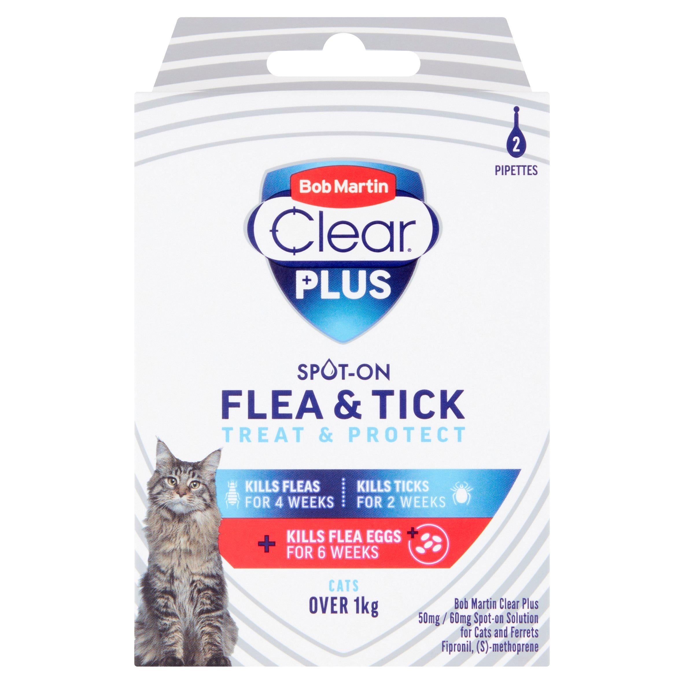 Bob Martin Clear Plus Spot On Flea & Tick Treatment for Cats x2 - McGrocer