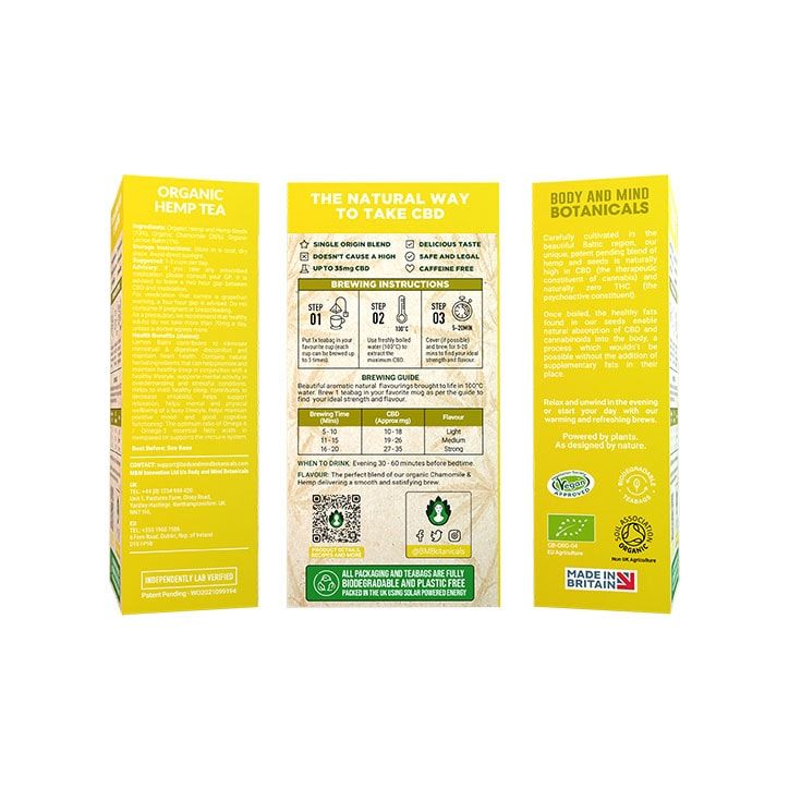 Body & Mind Botanicals CBD Hemp Tea Original 10 Tea Bags - McGrocer