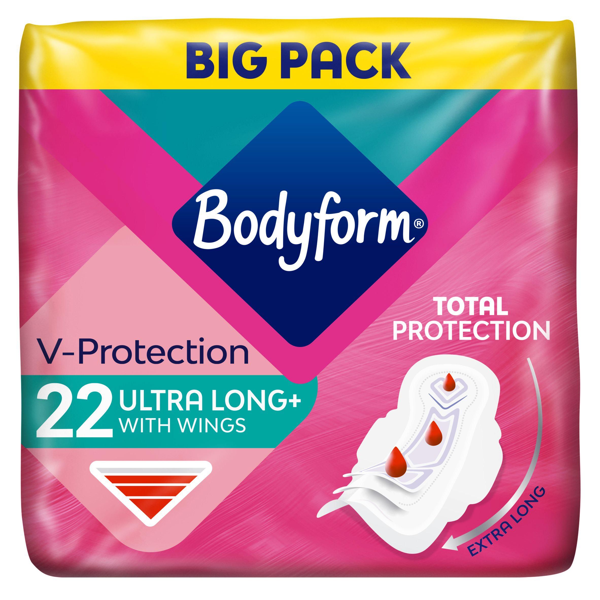 Bodyform CourV Ultra Long Sanitary Towels Wings Pack x22 - McGrocer
