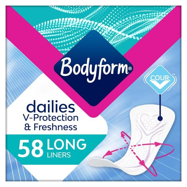 Bodyform Dailies Long Panty Liners 58 per pack - McGrocer