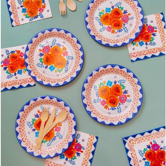 Boho Floral 23cm Paper Party Plates 12 per pack - McGrocer
