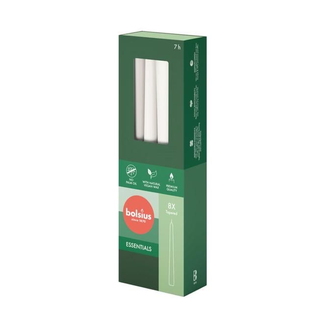 Bolsius Essentials Taper Candles Box of 8 Cloudy White 8 per pack - McGrocer