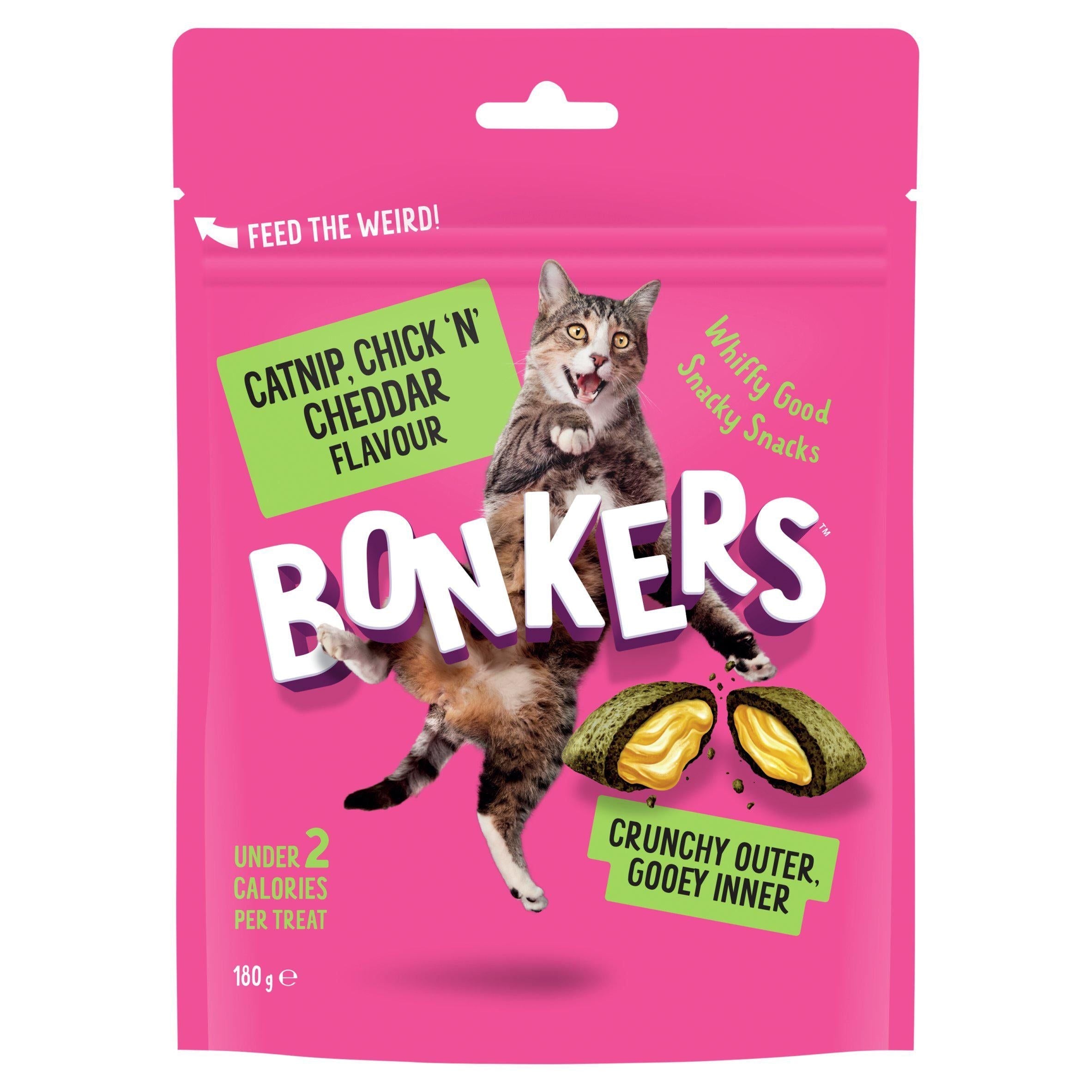 Bonkers Catnip Chick N Cheddar Flavour Cat Treats 180g - McGrocer