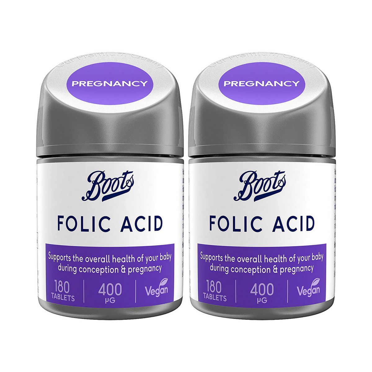 Boots Folic Acid Bundle: 2 x 180 Tablets (1 year supply) - McGrocer