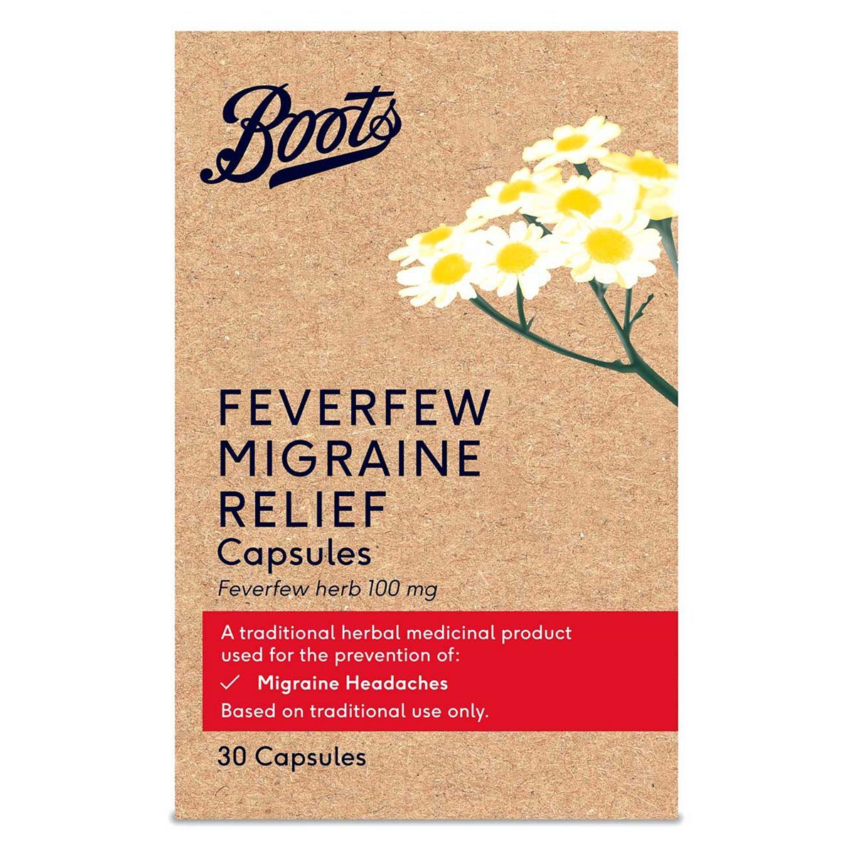 Boots Pharmaceuticals Migraine Relief Feverfew Capsules - 30 Capsules - McGrocer