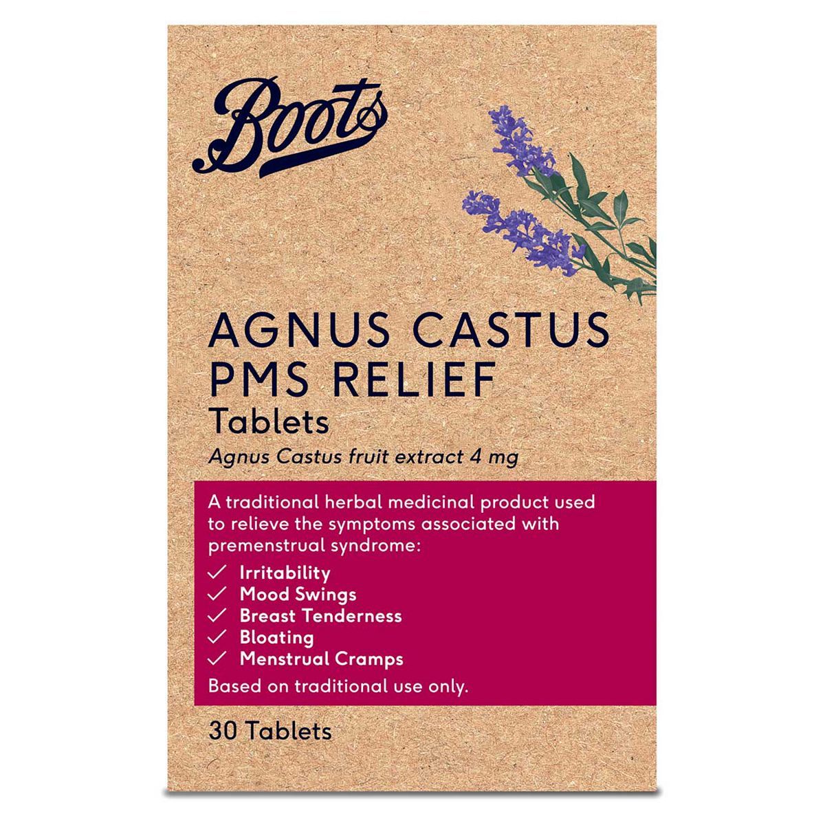 Boots PMS Relief Agnus Castus 4mg - 30 Tablets - McGrocer