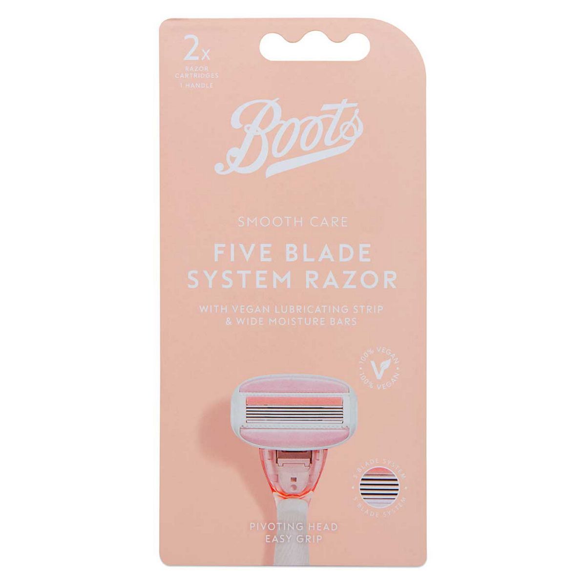 Boots Smooth Care 5 Blade System Razor Handle + 2pk Refill Cartridges - McGrocer