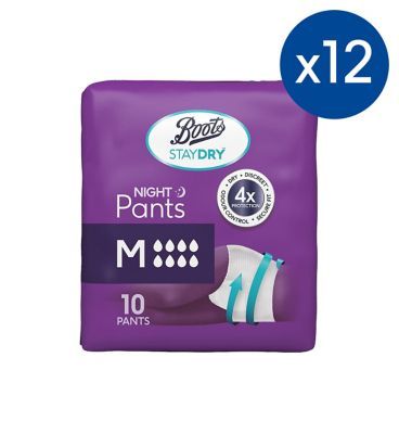 Boots Staydry Night Pants Medium - 120 Pants (12 Pack Bundle) - McGrocer