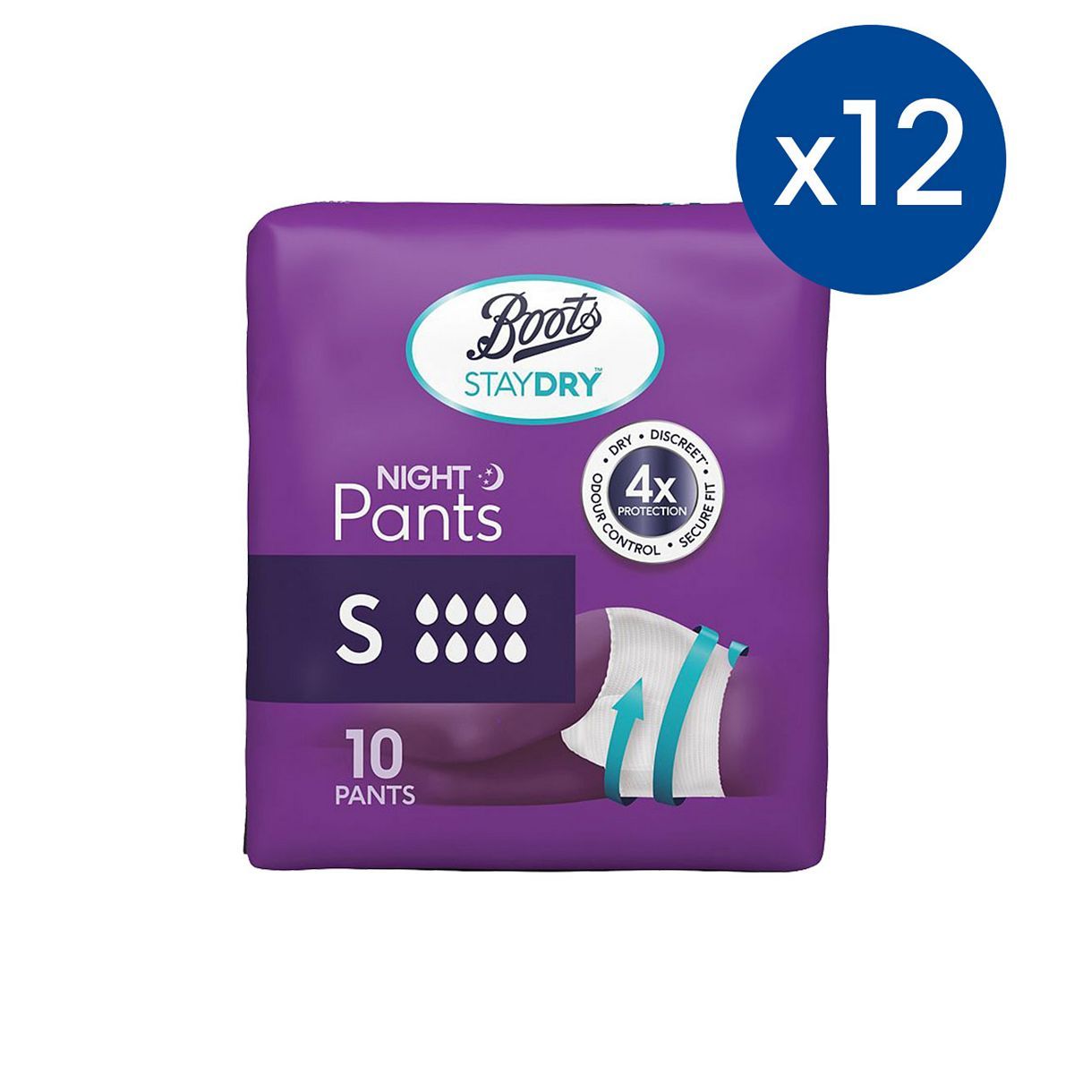 Boots Staydry Night Pants Small - 120 Pants (12 Pack Bundle) - McGrocer