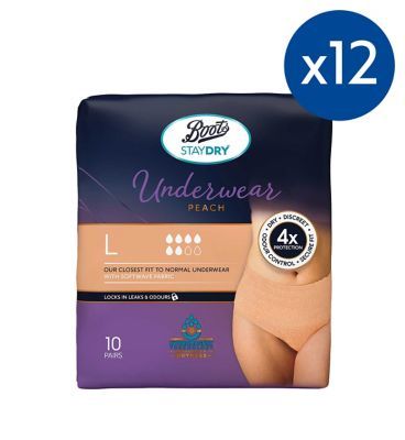 Boots Staydry Underwear Pants Large - 120 Pants (12 Pack Bundle) - McGrocer