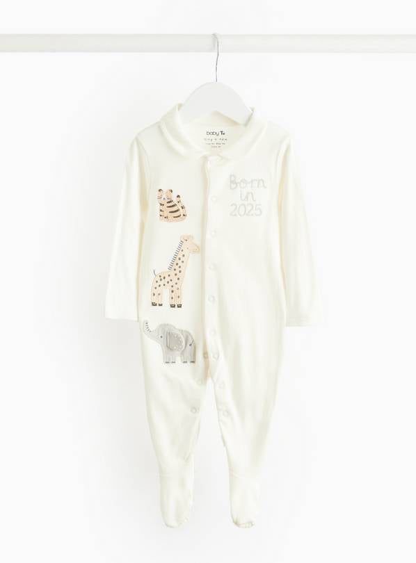 Born In 2025 Safari Print Sleepsuit 9-12 months - McGrocer