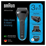 Braun Series 3 310BT Electric Wet&Dry Shaver, Black/Blue