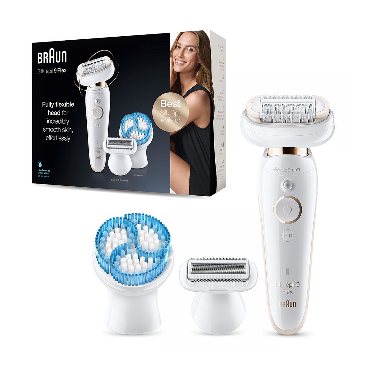 Braun Silk-épil 9 Flex, Epilator with Flexible head for Easier Hair Removal - White/Gold 9-010
