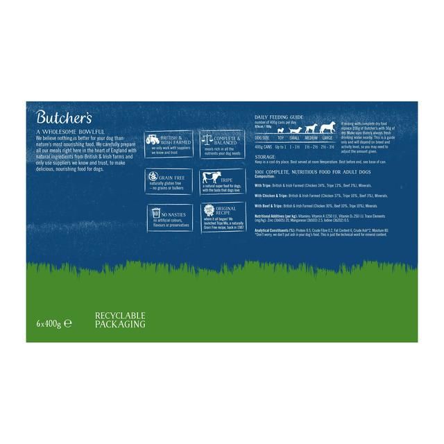 Butcher's Tripe Loaf Recipes Dog Food Tins 6 x 400g