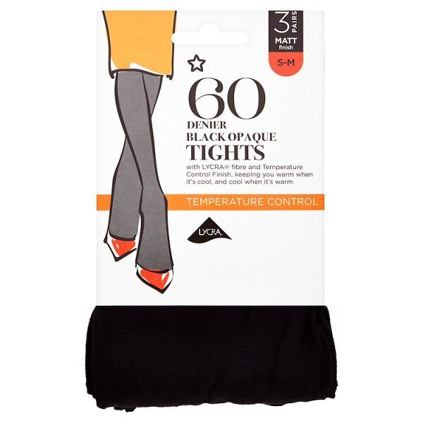 Superdrug 3 Pack 60 Denier Opaque Tights -Black S/M GOODS Superdrug