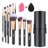 Livingandhome 12 Piece Travel Makeup Brush Set Gold Ferrule