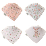 Ziggle bunnies bandana dribble bib set pack of 4 (British brand)