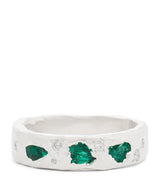 THE OUZE Sterling Silver and Emerald Scatter Ring Handmade Jewellery