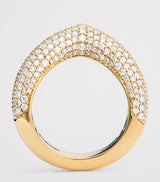 Yellow Gold and Diamond Drop Link Ring