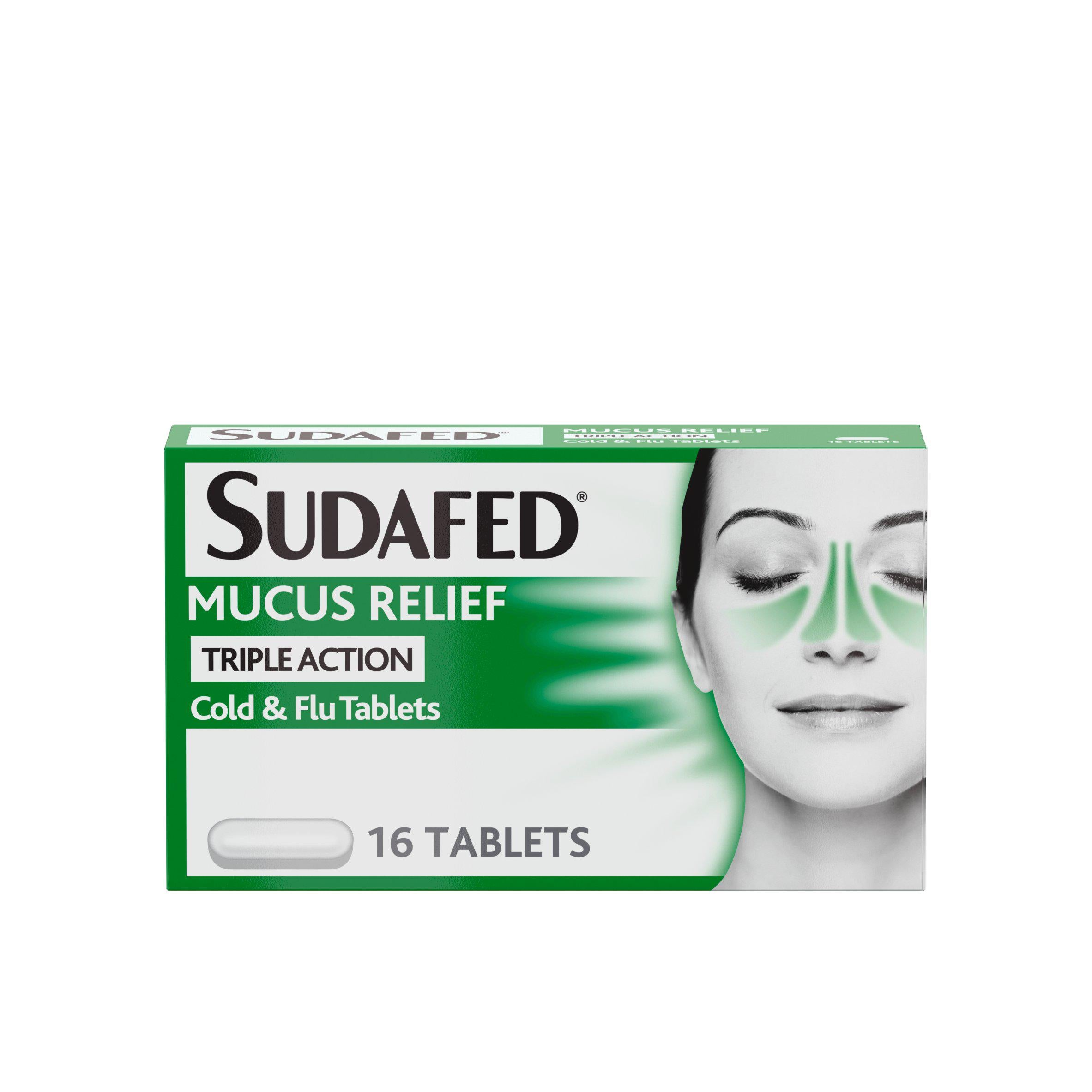 Sudafed Mucus Relief Triple Action Cold & Flu x16 cough cold & flu Sainsburys