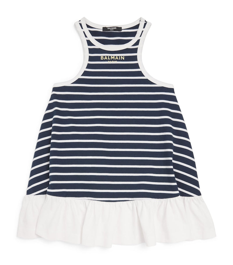 Balmain Kids cotton stripe logo dress 6-14 years - British product