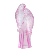 Lalique Rose Nebula Two Parakeets Crystal Sculpture