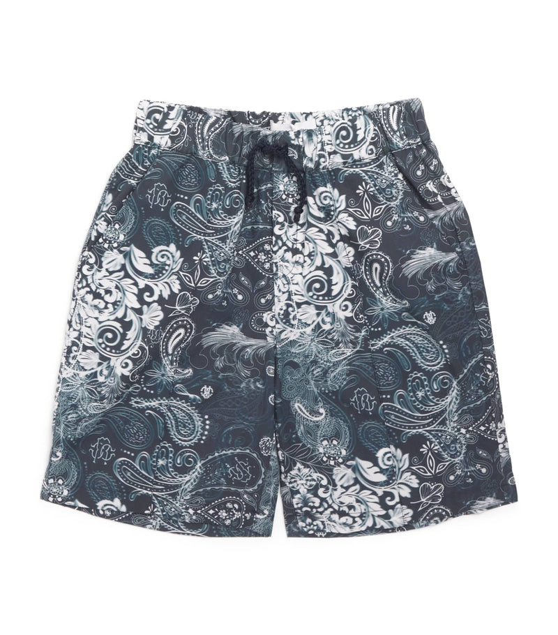 Roberto Cavalli cotton paisley print Bermuda shorts for ages 4-14 years, imported from the UK