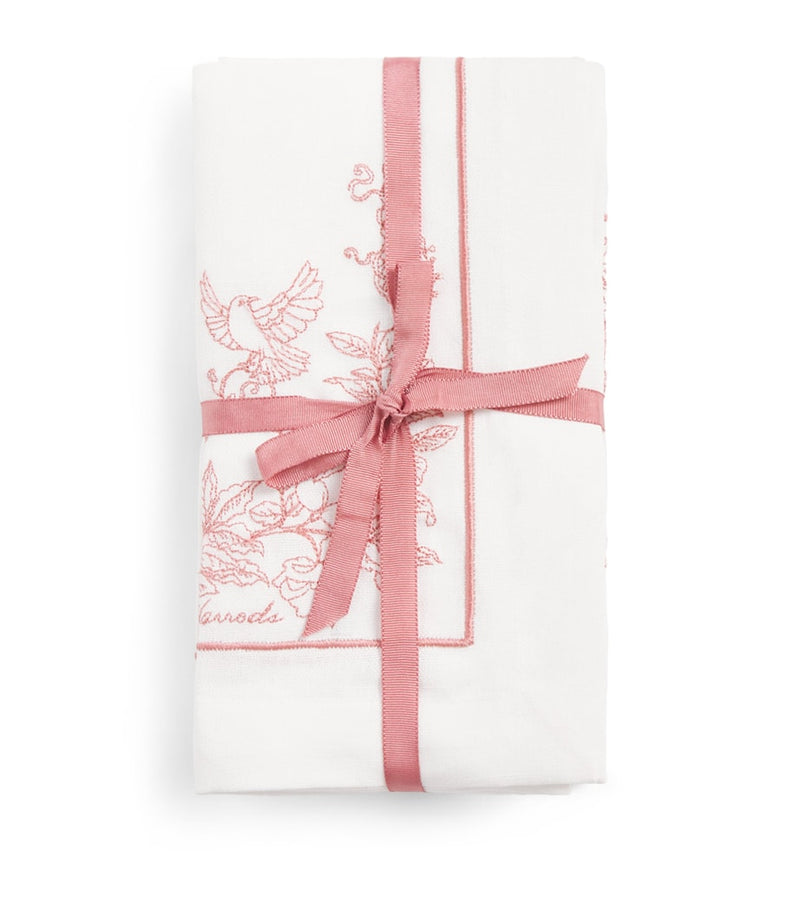 Harrods cotton-linen embroidered napkins set of 4, UK version