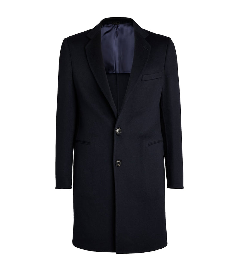 Regular Fit Virgin Wool Overcoat with Notched Lapels