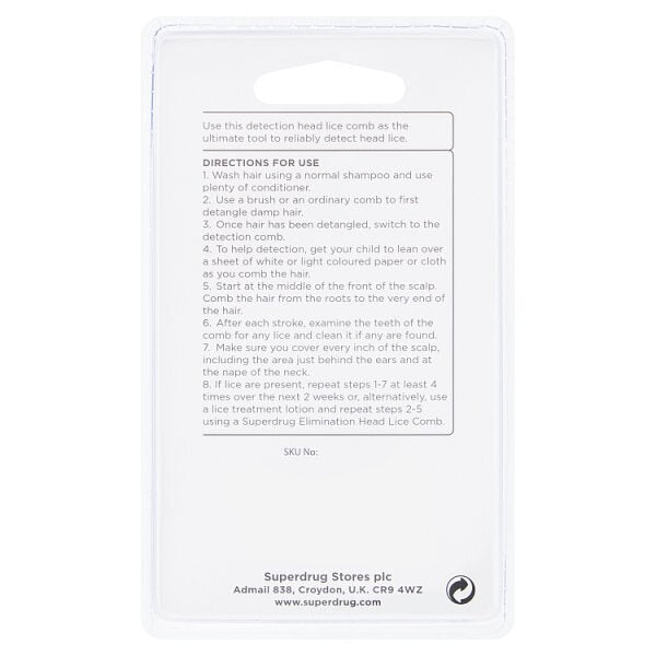 Superdrug Detecting Nit and Head Lice Comb GOODS Superdrug