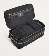 Two-Tiered Logo Jacquard Makeup Pouch with Interior Brush Slots