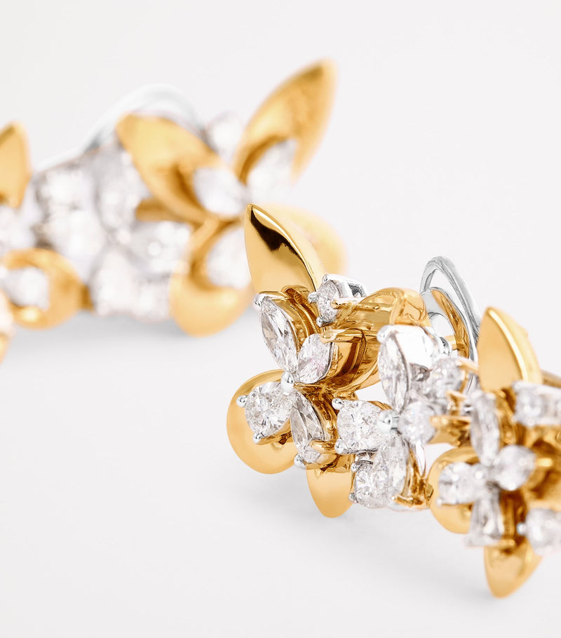 Yeprem Yellow Gold and Diamond Butterfly Earrings