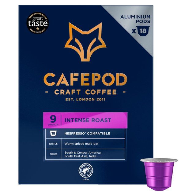CafePod Intense Roast Nespresso Compatible Aluminium Coffee Pods 18 per pack