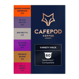 CafePod Variety Pack Nespresso Compatible Aluminium Coffee Pods 60 per pack