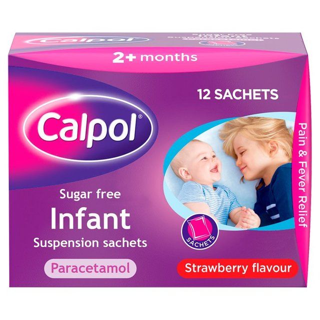 Calpol Infant Sugar Free Suspension Sachets Strawberry 2+ Months 12 per pack