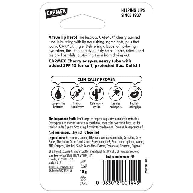 Carmex Cherry Lip Balm Tube SPF15 10g