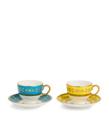 Wedgwood Set of 2 Bone China Bacchus Teacups and Saucers