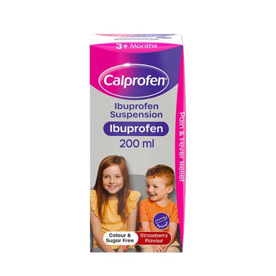 Calprofen Ibuprofen Suspension Strawberry Flavour Children's Pain Relief 200ml