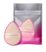Teardrop-Shaped Powder Application Puff with Silky Finger Pocket