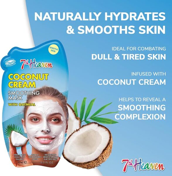 7th Heaven Coconut Cream Face Mask with Oatmeal 6 Pack - British product