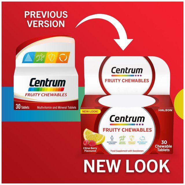 Centrum Fruity Chewables Multivitamins with Vitamin D & C Tablets 30 per pack
