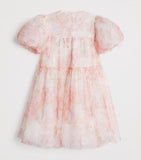 Petite Amalie girls' tulle floral dress with puffy sleeves for ages 4-16 years, imported from the UK