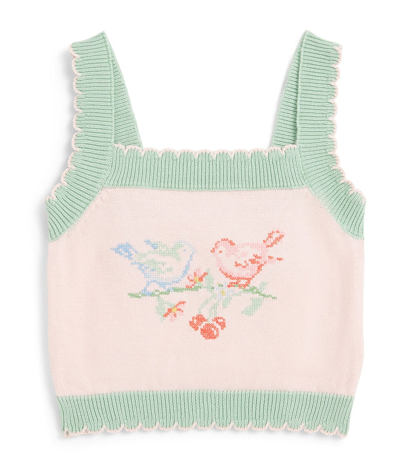 Gingersnaps cotton intarsia bird top 6-36 months, UK version