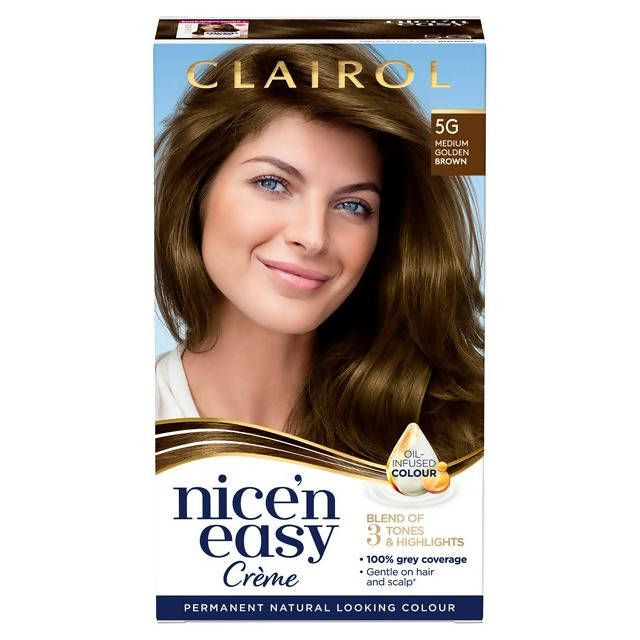 Clairol Nice'n Easy Crème Natural Looking Oil-Infused Permanent Hair Dye Medium Golden Brown 5G