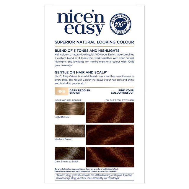 Clairol Nice'n Easy Creme Permanent Hair Dye 4RB Dark Reddish Brown
