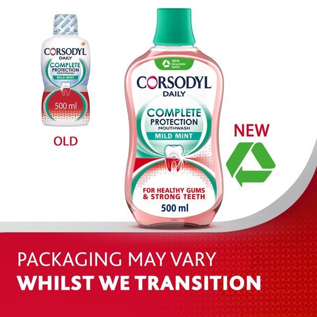 Corsodyl Gum Mouthwash Complete Protection Mild Mint 500ml
